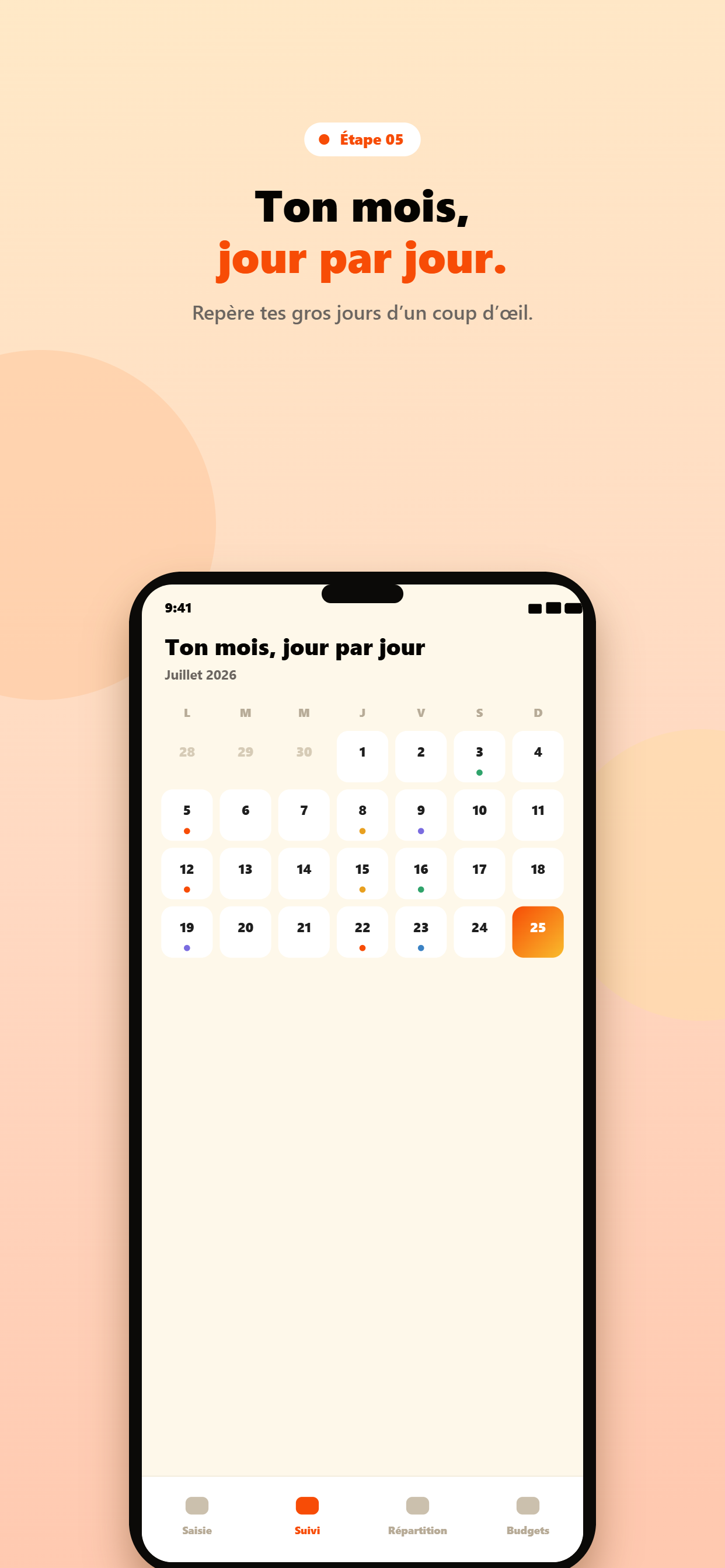 Étape 5 — Ton mois, jour par jour
