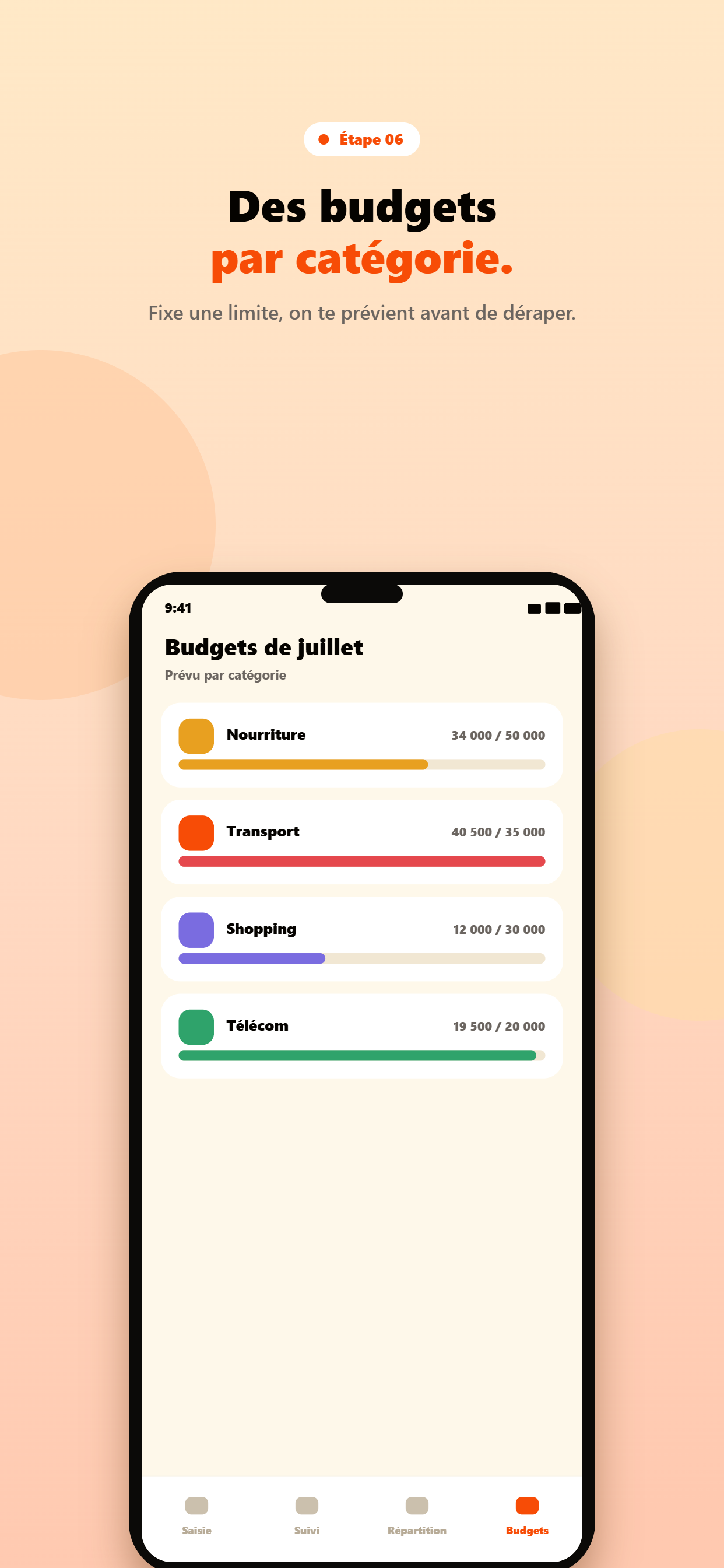 Étape 6 — Des budgets par catégorie